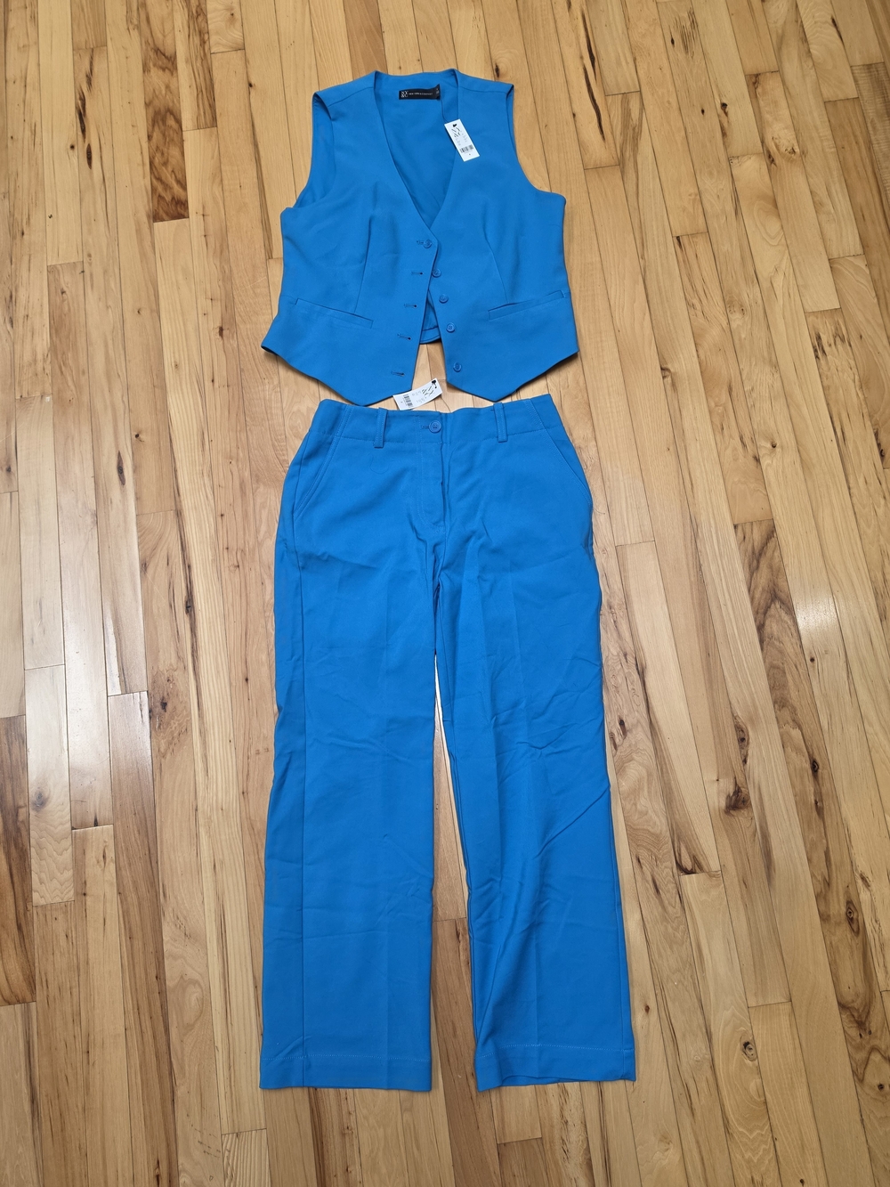 New York & Company Bright Blue Vest and Pants Set